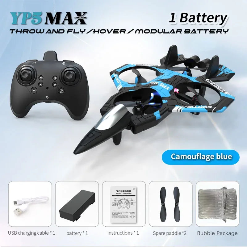 Foam plane 2.4G wifi RC fighter jet stunt rolling helicopter and LED color light plane Boy's toy gift 2026 new YP5MAX RC