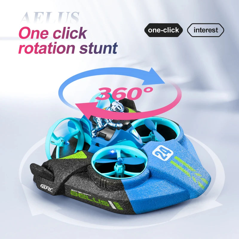 RC Mini Drone Altitude Hold Headless Mode 3 in 1 Sea Land Air Flight 2.4G Quadcopter Boat RC Helicopter Toys for Kids