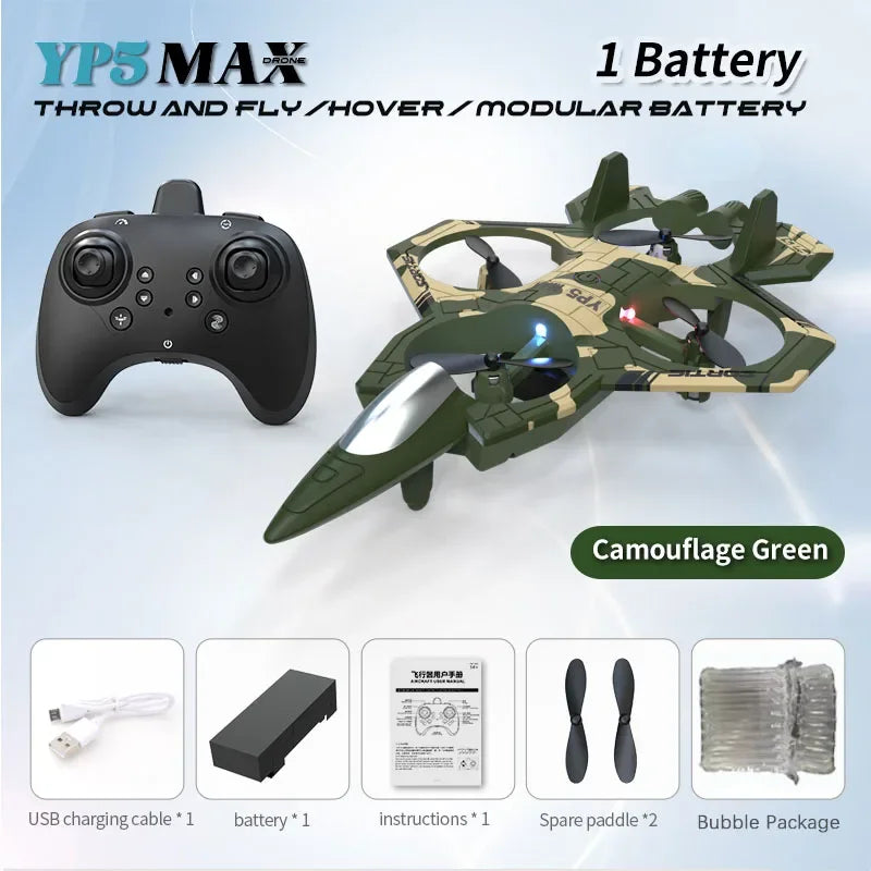Foam plane 2.4G wifi RC fighter jet stunt rolling helicopter and LED color light plane Boy's toy gift 2026 new YP5MAX RC