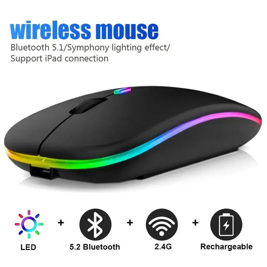 Mouse Gamer Sem Fio RGB Recarregável