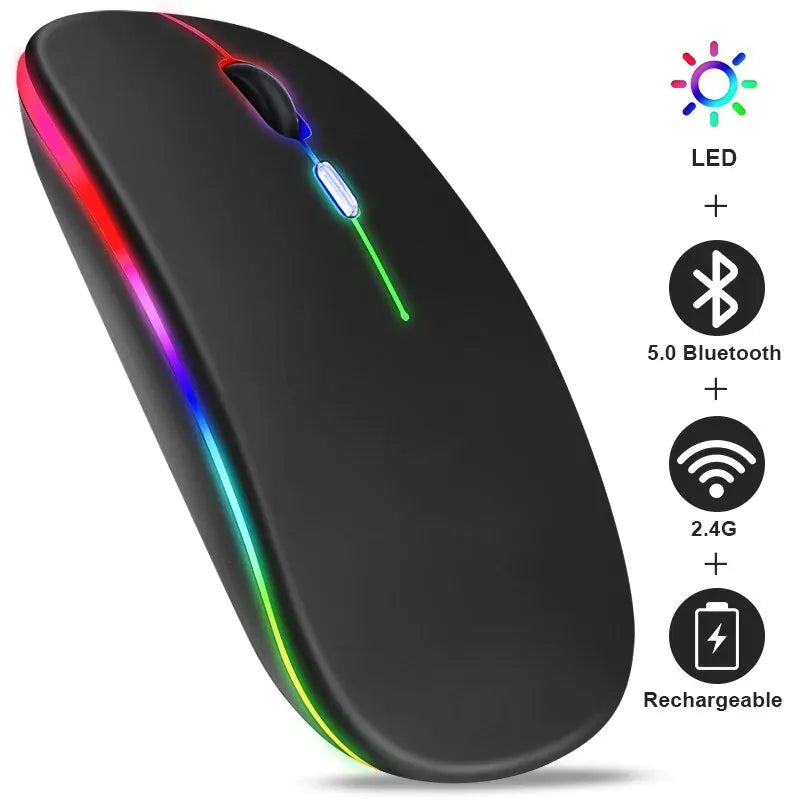 Mouse Gamer Sem Fio RGB Recarregável