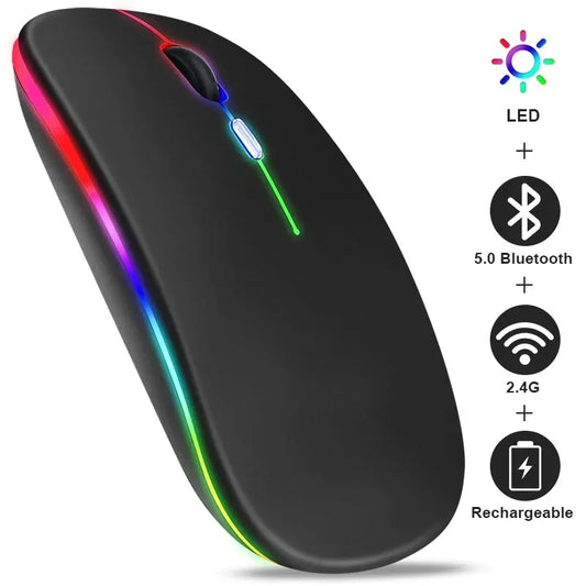 Mouse Gamer Sem Fio RGB Recarregável