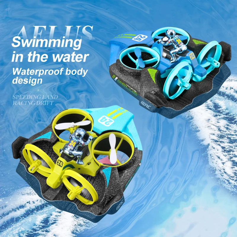 RC Mini Drone Altitude Hold Headless Mode 3 in 1 Sea Land Air Flight 2.4G Quadcopter Boat RC Helicopter Toys for Kids