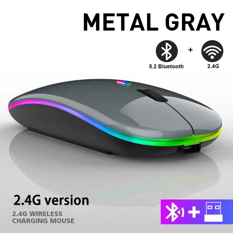 Mouse Gamer Sem Fio RGB Recarregável