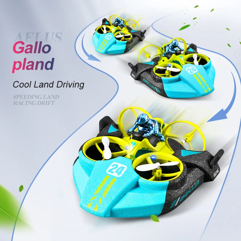 RC Mini Drone Altitude Hold Headless Mode 3 in 1 Sea Land Air Flight 2.4G Quadcopter Boat RC Helicopter Toys for Kids