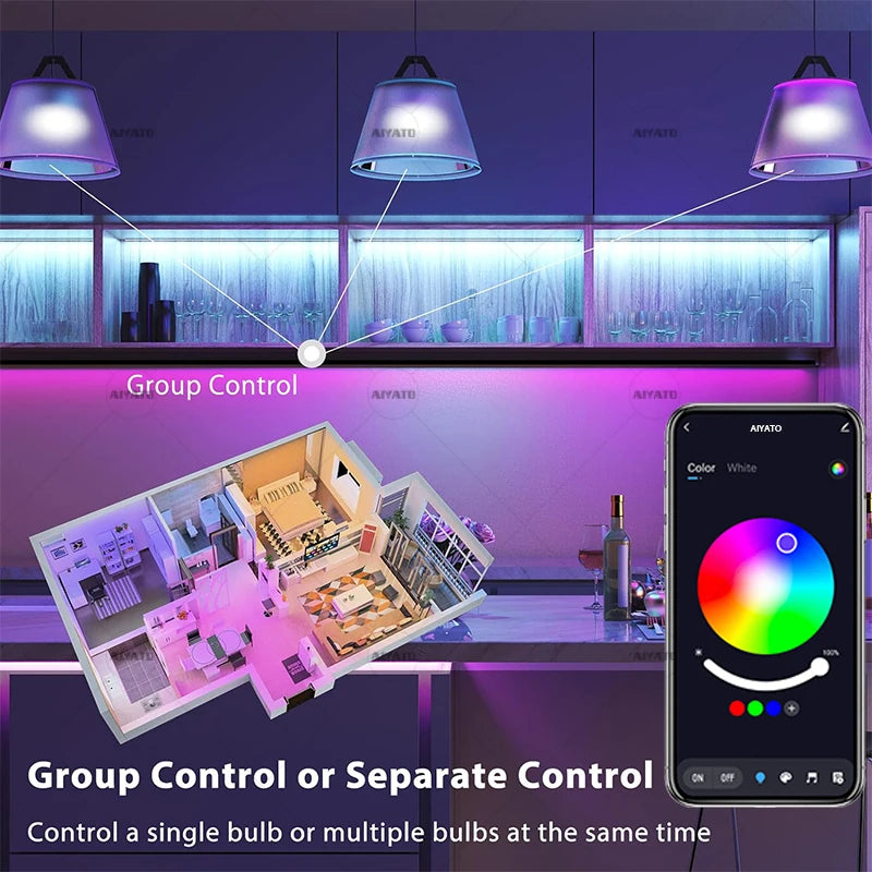 Lâmpada LED Inteligente RGB Wi-Fi