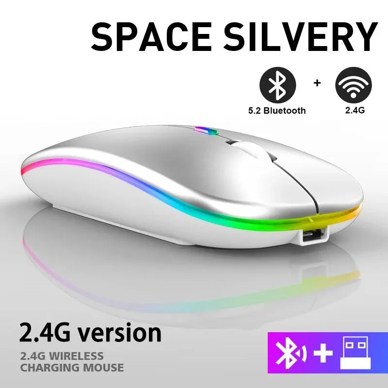Mouse Gamer Sem Fio RGB Recarregável