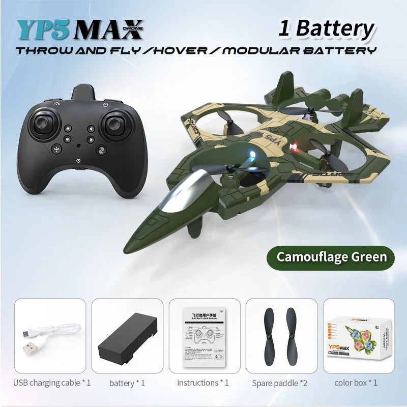 Foam plane 2.4G wifi RC fighter jet stunt rolling helicopter and LED color light plane Boy's toy gift 2026 new YP5MAX RC