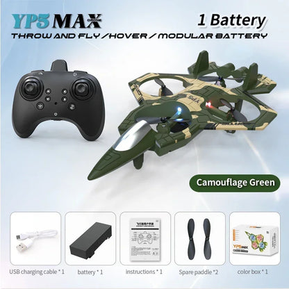 Foam plane 2.4G wifi RC fighter jet stunt rolling helicopter and LED color light plane Boy's toy gift 2026 new YP5MAX RC