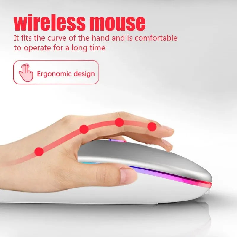Mouse Gamer Sem Fio RGB Recarregável