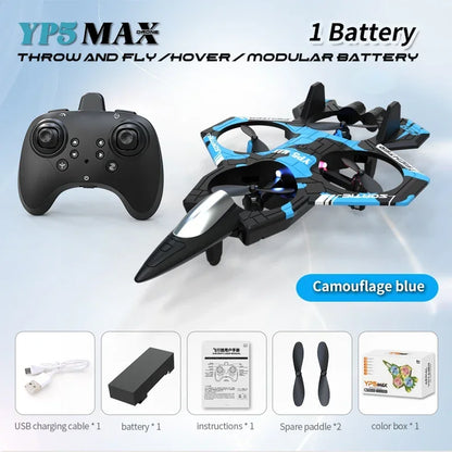 Foam plane 2.4G wifi RC fighter jet stunt rolling helicopter and LED color light plane Boy's toy gift 2026 new YP5MAX RC
